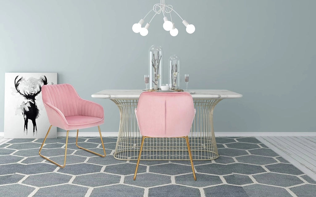 set di 2 sedie sala da pranzo sedie cucina moderne poltroncina salotto Adatte per Sala Pranzo, Soggiorno, Camera da Letto Estetica in Tessuto di velluto Metallo dorato Rosa BH246rs-2