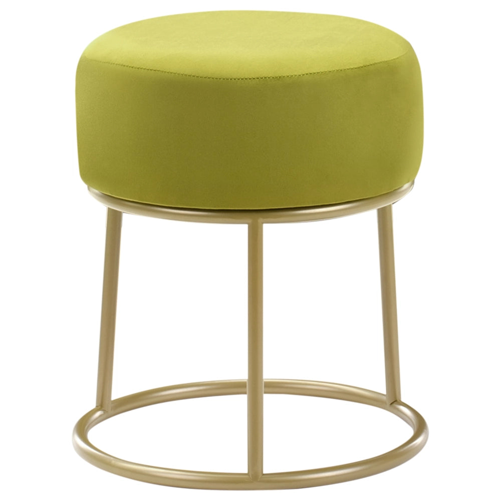 Poggiapiedi in velluto verde lime con base in metallo dorato Glam Moderno