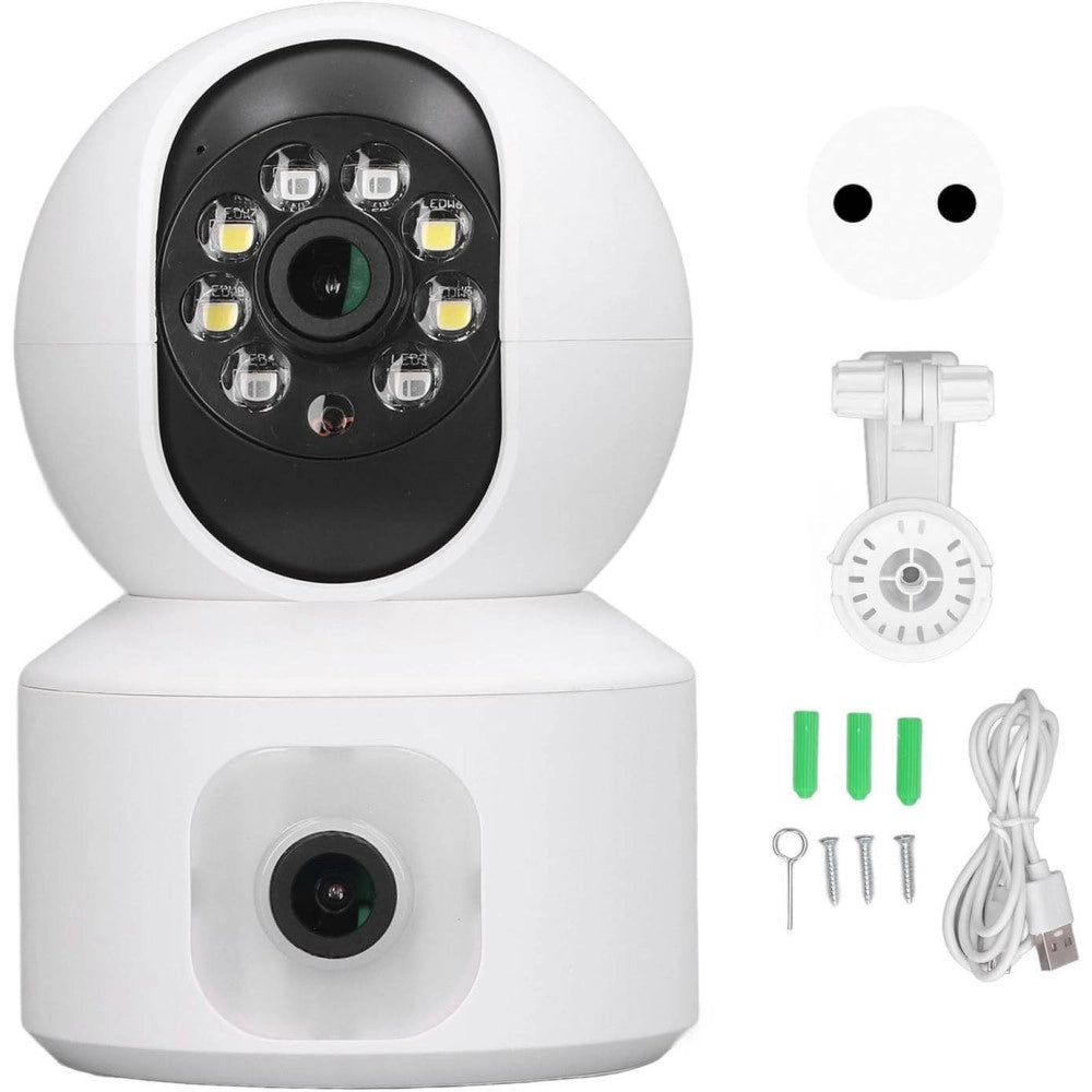 Trade Shop - Telecamera Wi-fi Doppia Videocamera Di Sorveglianza Motorizzata 360° Ip44 App -