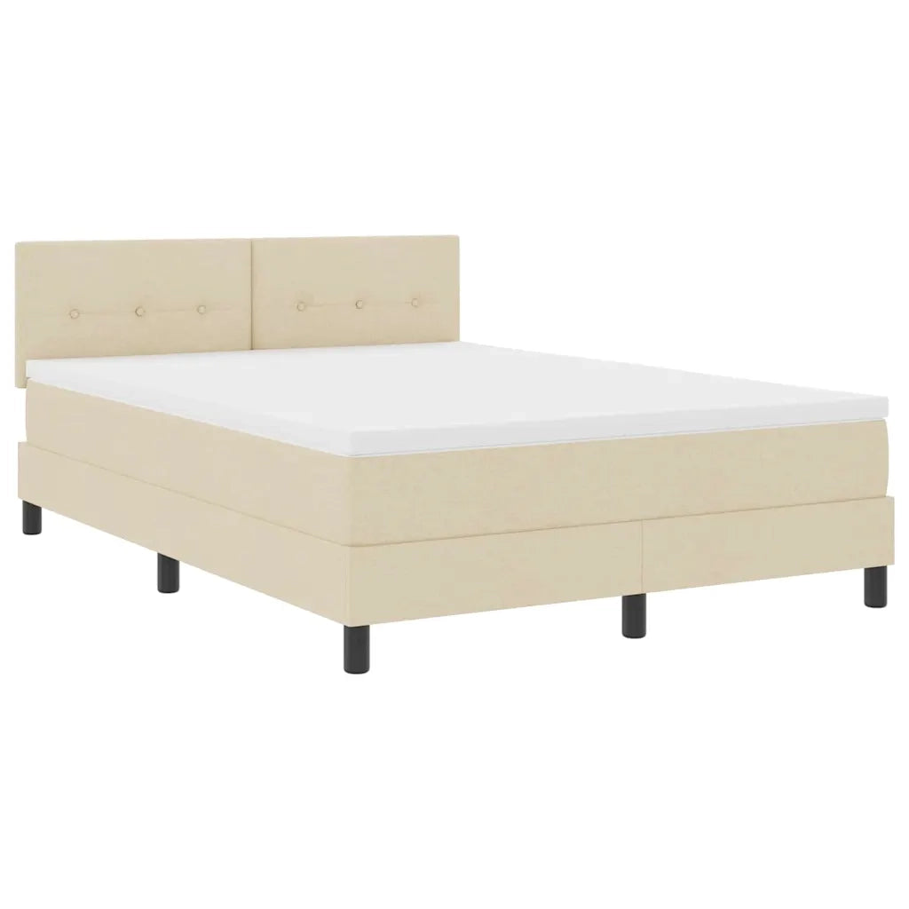 Letto a molle con materasso con led Crema 140 x 190 cm Tessuto