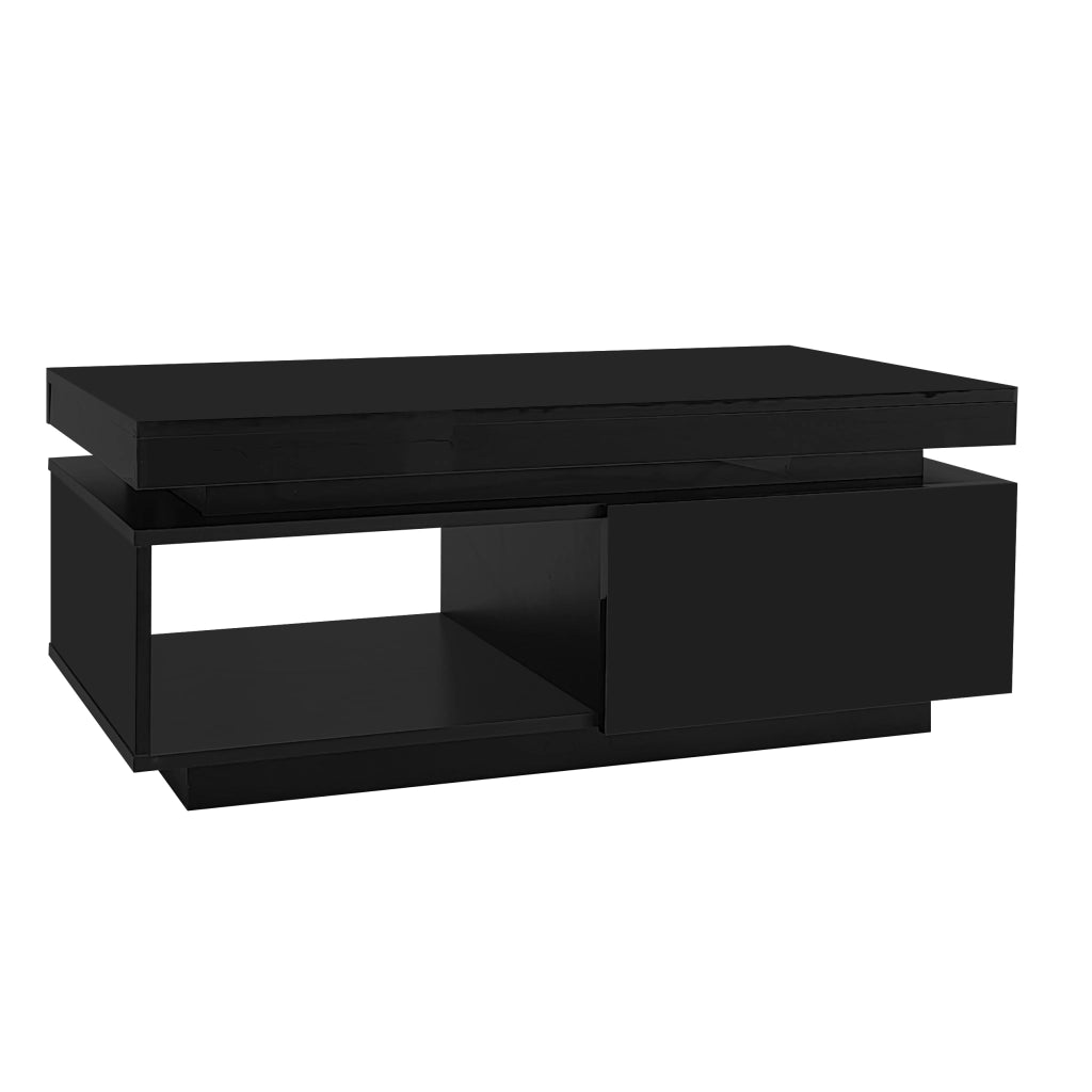 Set di Mobili da Soggiorno con 1 Mobile TV e 1 Tavolino; Illuminazione LED; per Soggiorno; Pannelli di Particelle; Nero