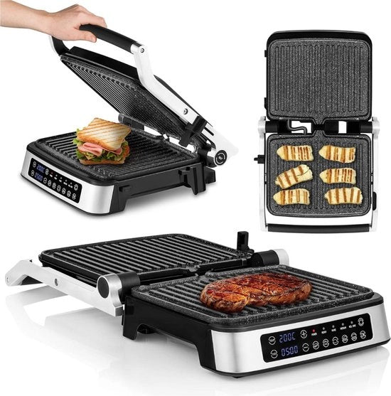 Grill a contatto con piastre rimovibili - Panini Grill - Grill - Grill a contatto - Piastre rimovibili - Facile da pulire - Apparecchio grill - Vari programmi