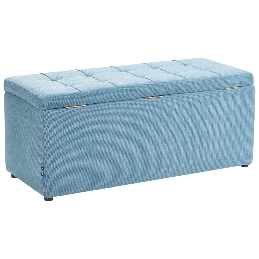 Ottomana blu 100 x 42 x 40 cm in tessuto poliestere Poggiapiedi imbottito Soggiorno Stile Moderno
