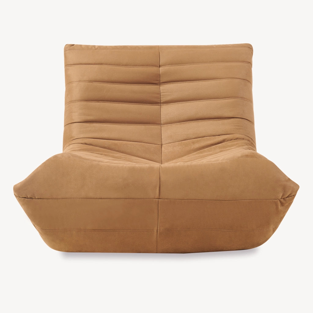 Poltrona Bassa Imbottita Kodsø con Rivestimento in Microfibra 75x90x100 cm - Marrone [en.casa]