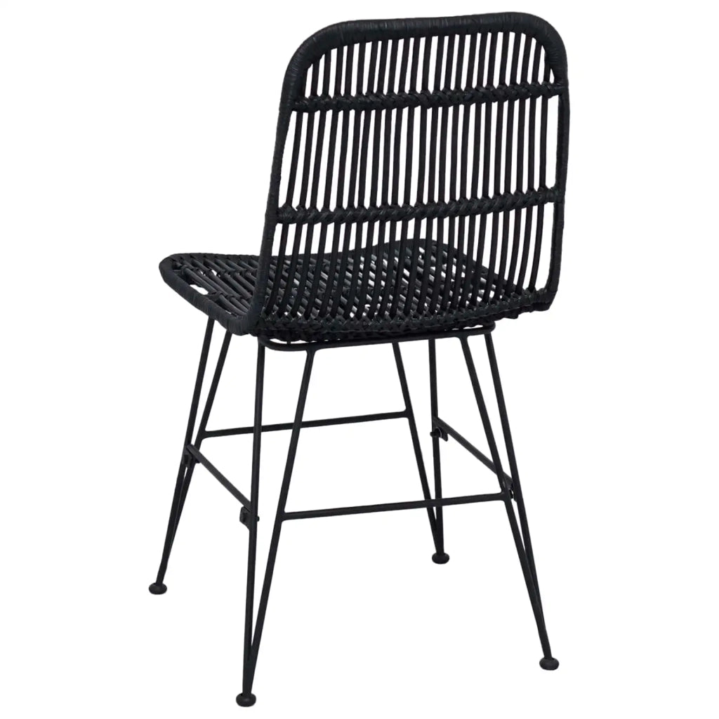 Sedia da pranzo 2 pz Rattan e acciaio Nero 41 x 55 x 85 cm 42033207