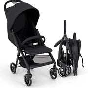 Passeggino Leggero per Bambini, Passeggino Pieghevole con Schienale Regolabile, Tettuccio, Cintura di Sicurezza a 5 Punti, Cestello Portaoggetti, per Bambini 0-36 Mesi (Nero)