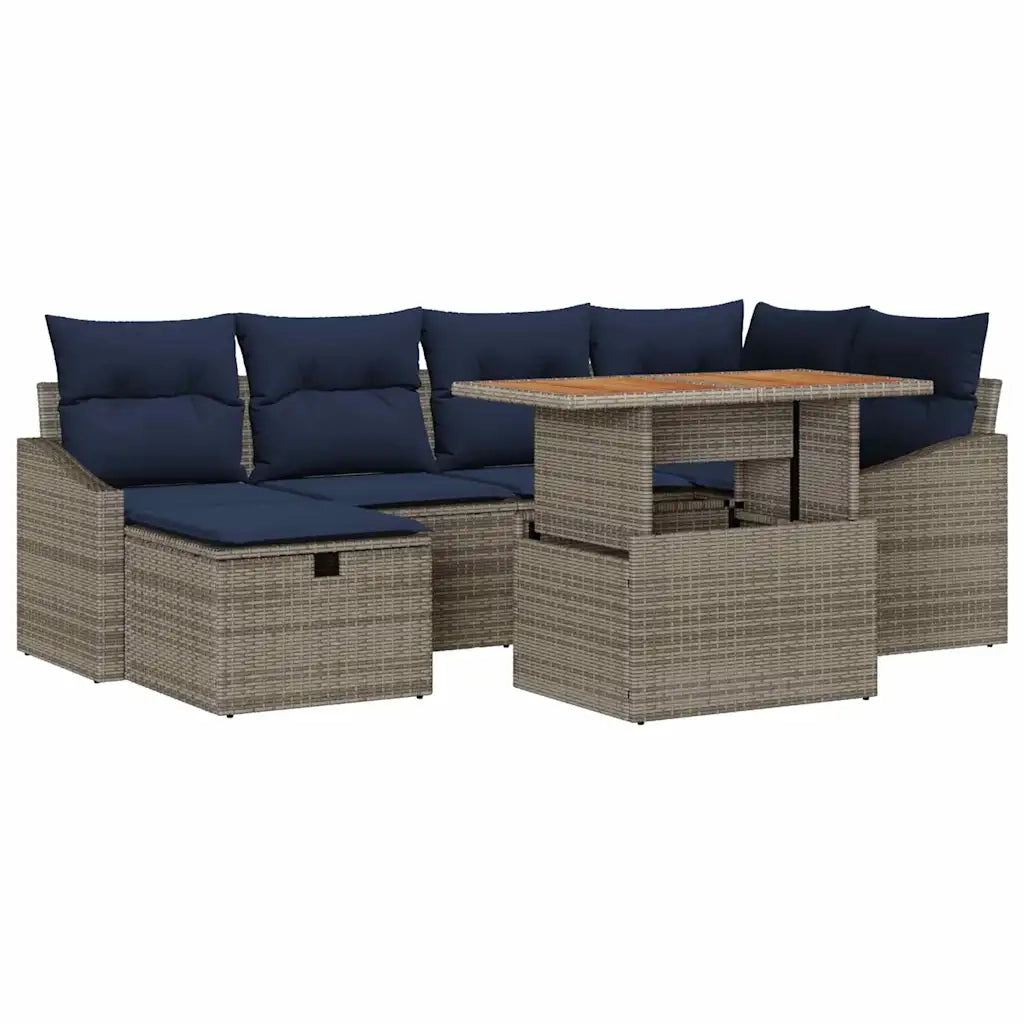 Set Divano da Giardino 7 pcs Grigio polyrattan 3361360
