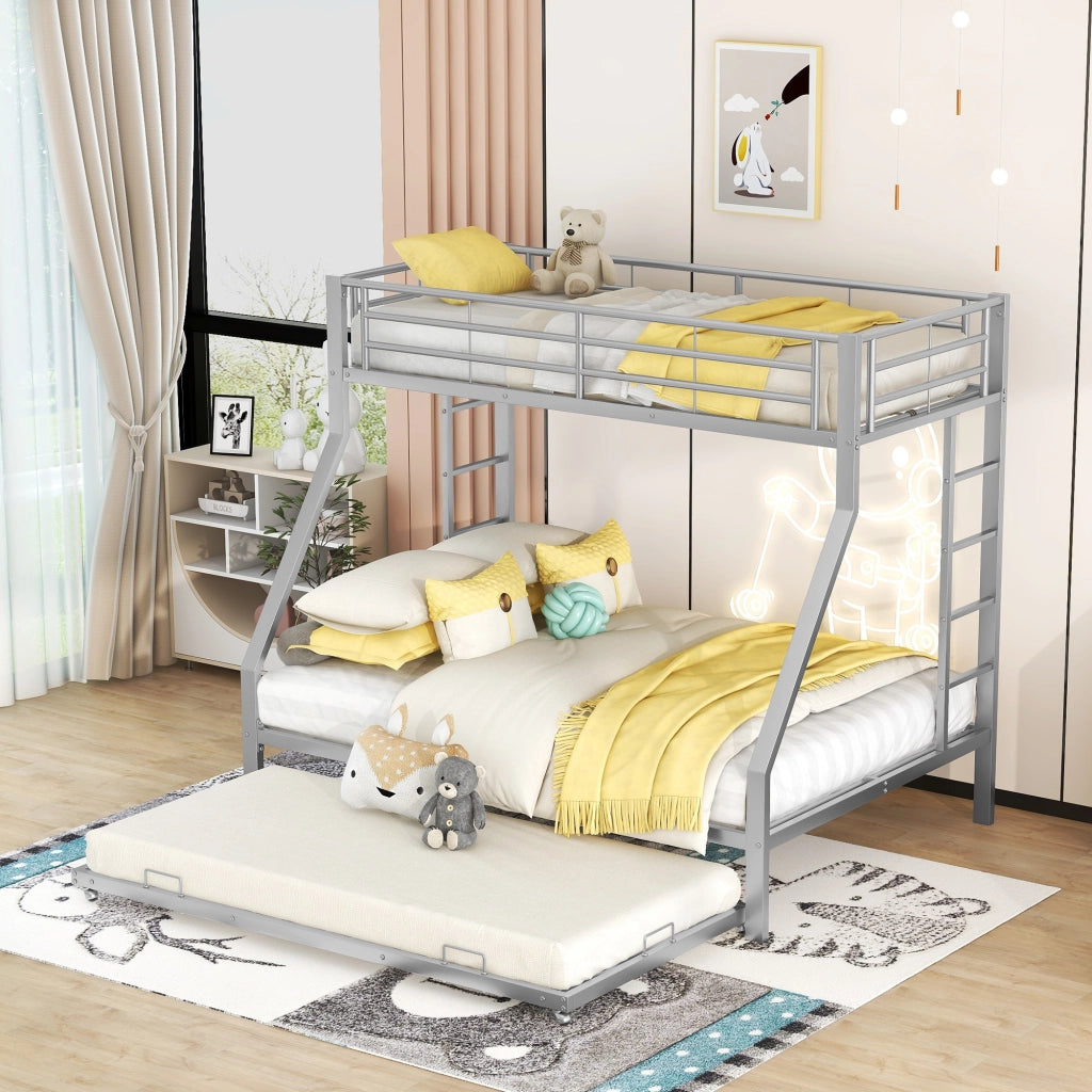 LETTO A CASTELLO CON LETTO ESTRAIBILE 90(140)x200 cm METALLO ARGENTO