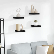 Scaffali a Parete 4 pz Neri 23x23,5x3,8 cm in MDF 323825