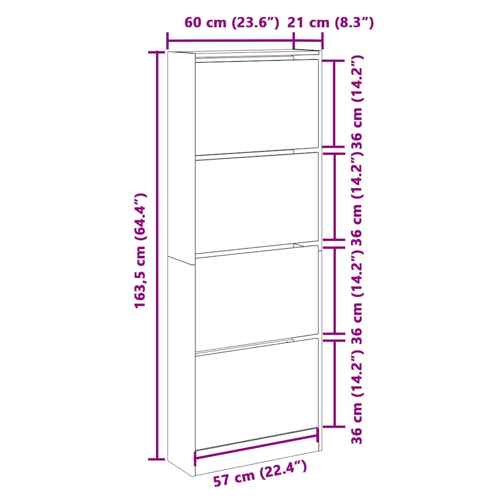vidaXL Scarpiera Rovere Marrone 60x21x163,5 cm in Legno Multistrato