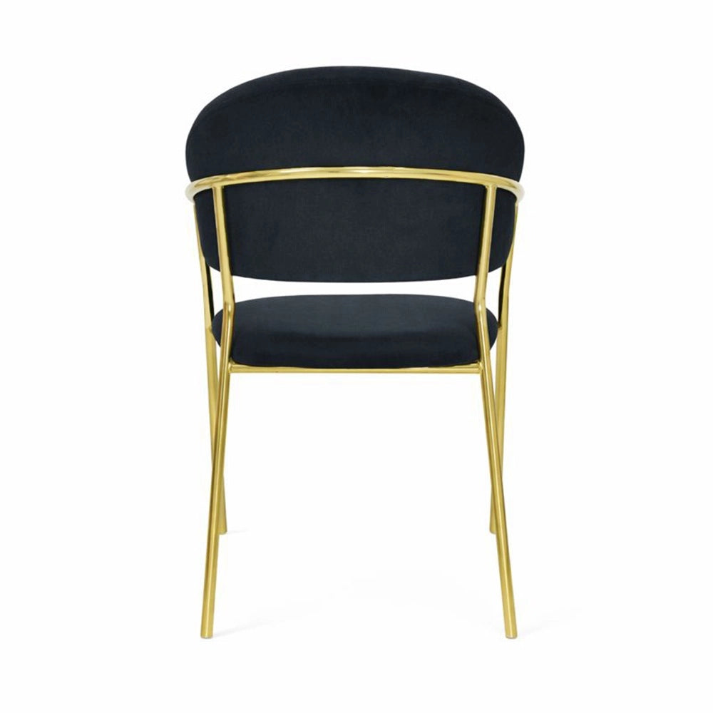 Sedie da sala da pranzo set da 4 Aurelia con schienale in velluto nero