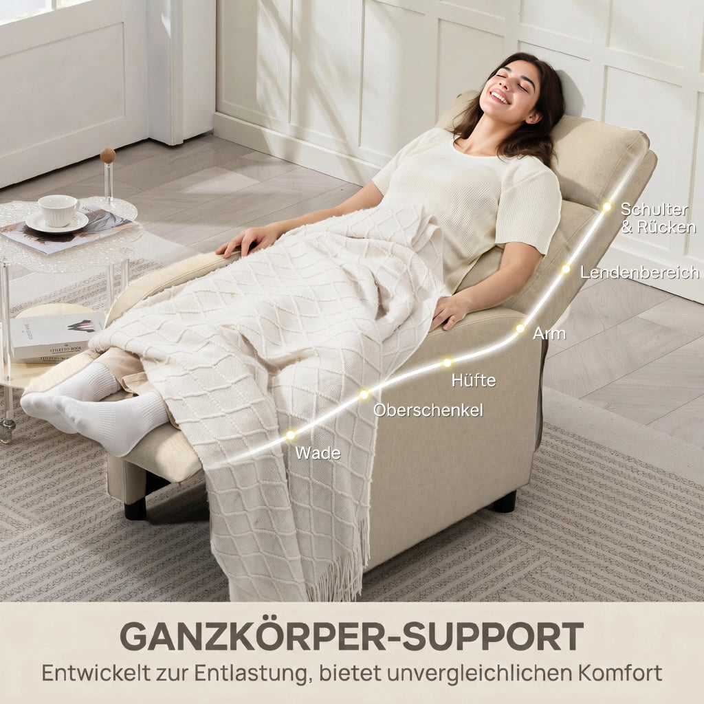 Poltrona relax reclinabile con poggiapiedi ¨C Xylo ¨C tessuto beige, portata 150 kg