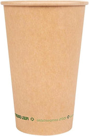 Bicchieri di carta - 50 pezzi, plastica libera, 660 ml, 300 g/m², marrone - Ø 9/6 x 17 cm