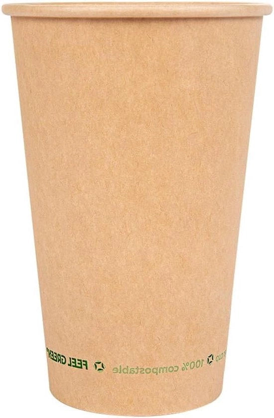 Bicchieri di carta - 50 pezzi, plastica libera, 660 ml, 300 g/m², marrone - Ø 9/6 x 17 cm