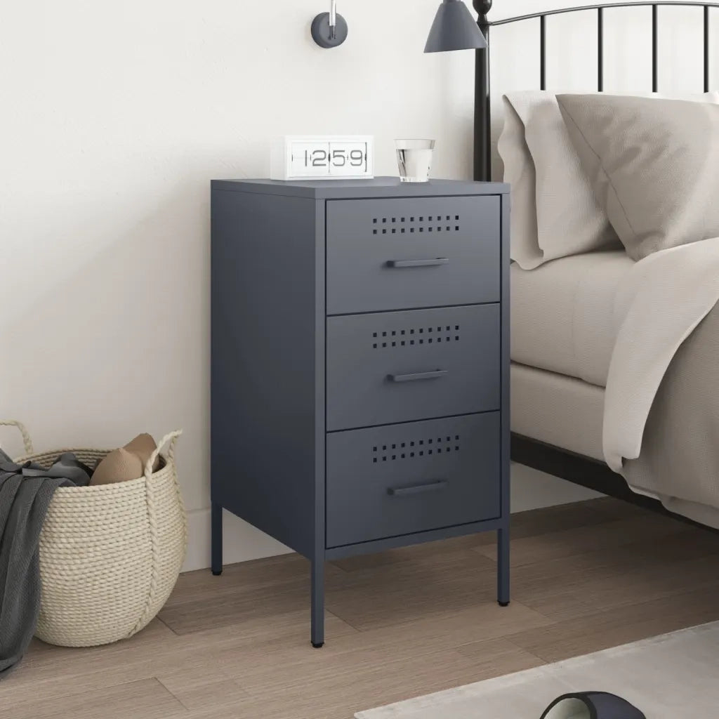 Comodino Antracite 36x39x68 cm in Acciaio 843082