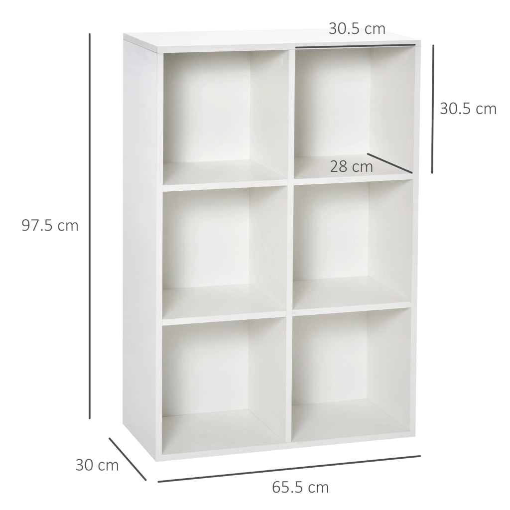 Libreria a Cubi 65,5x30x97,5 cm 6 Vani a Giorno Rivestimento in Melamina Bianco