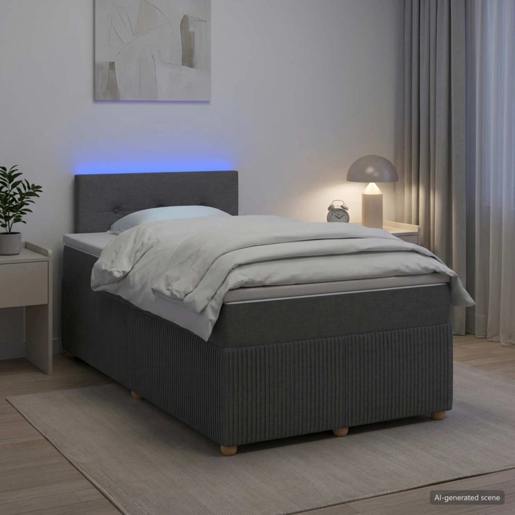 Letto box spring con materasso Grigio Scuro 120 x 200 cm 3452905