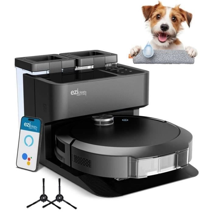 Robot aspirapolvere e scopa connesso con base svuotante EZICLEAN All-in-one Z10 Plus - 240 min - 6000 pa - 180 m - 1,5 L