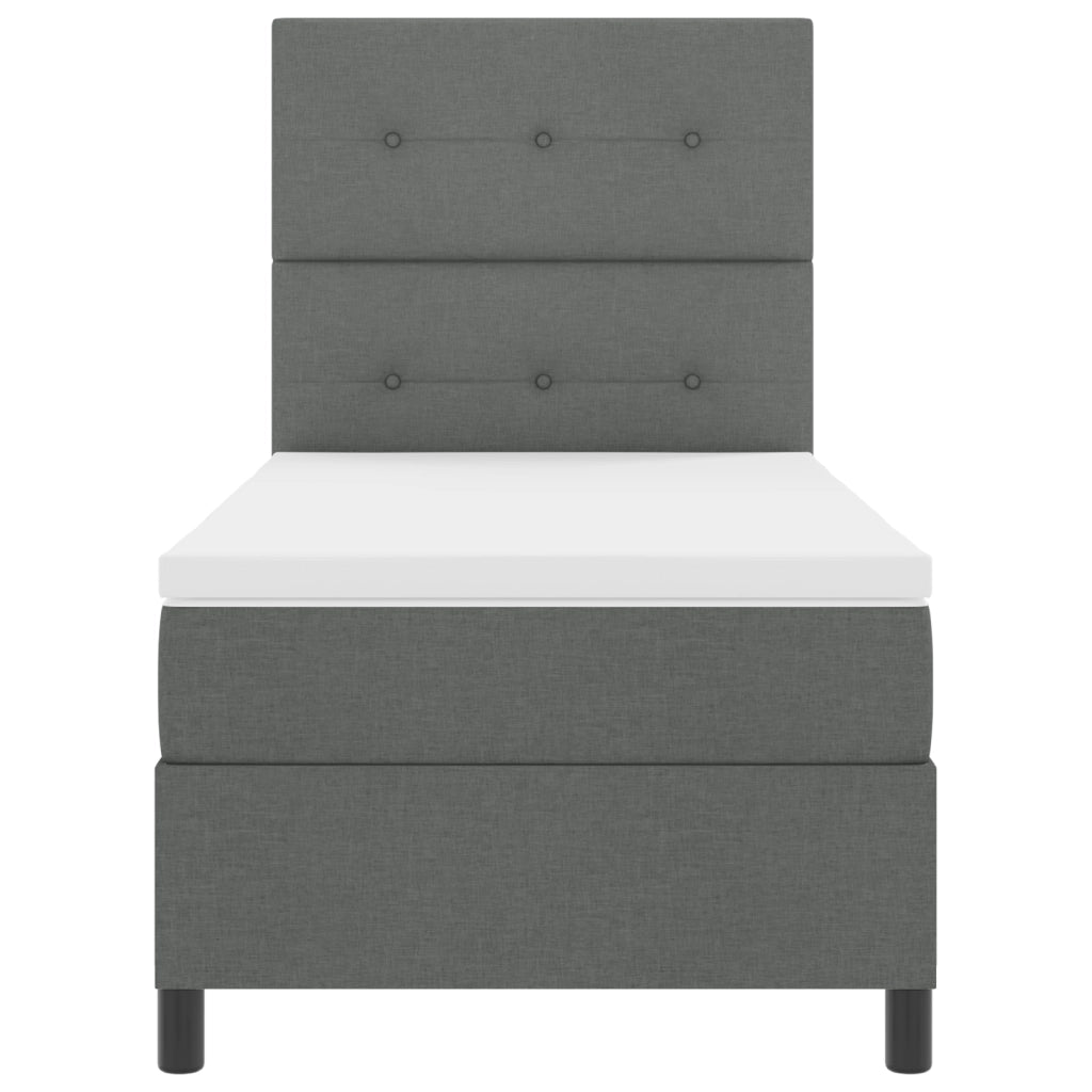 Letto a molle con materasso grigio scuro 80x200 cm tessuto