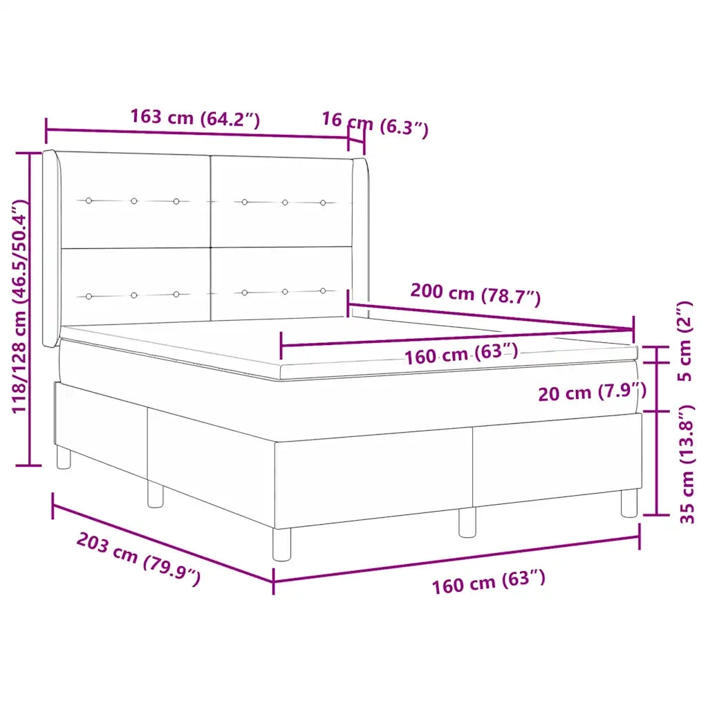 Letto a molle con materasso Rosa 160 x 200 cm Velluto 3342019