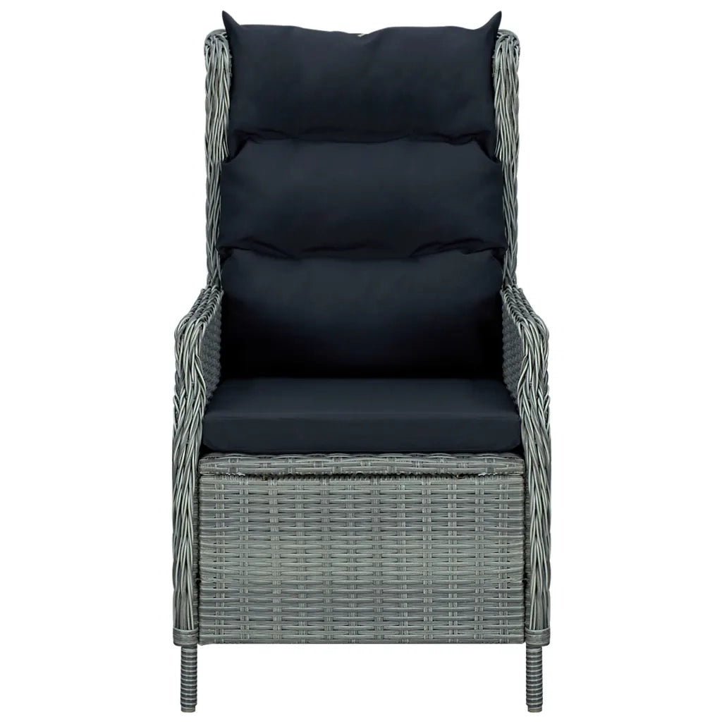 Set Pranzo da Giardino 9pz con Cuscini Polyrattan Grigio Chiaro