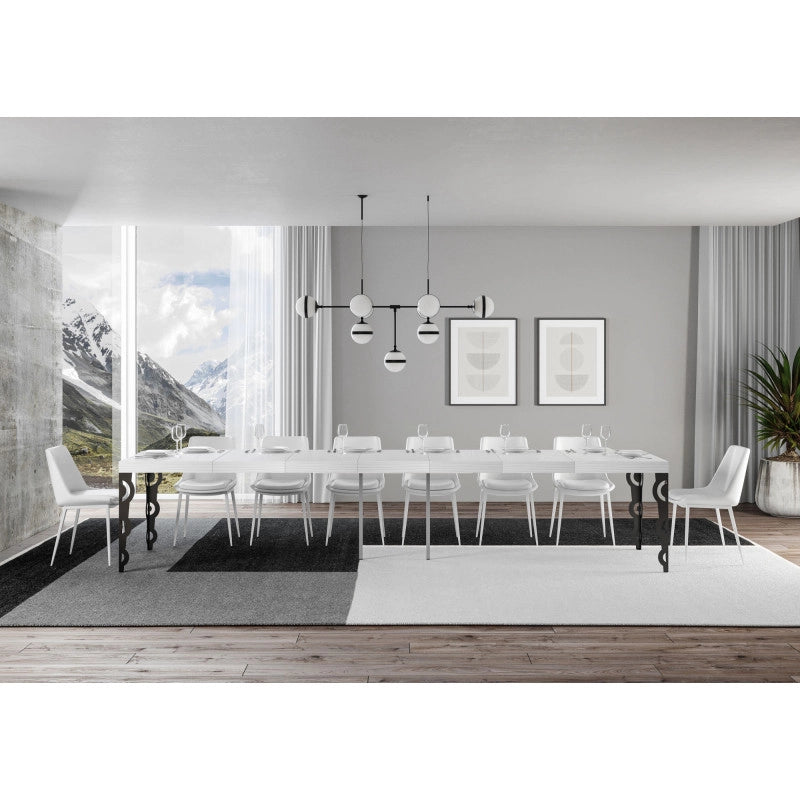 Tavolo allungabile 200/460x90 cm Karamay Premium telaio Antracite - Bianco Frassino