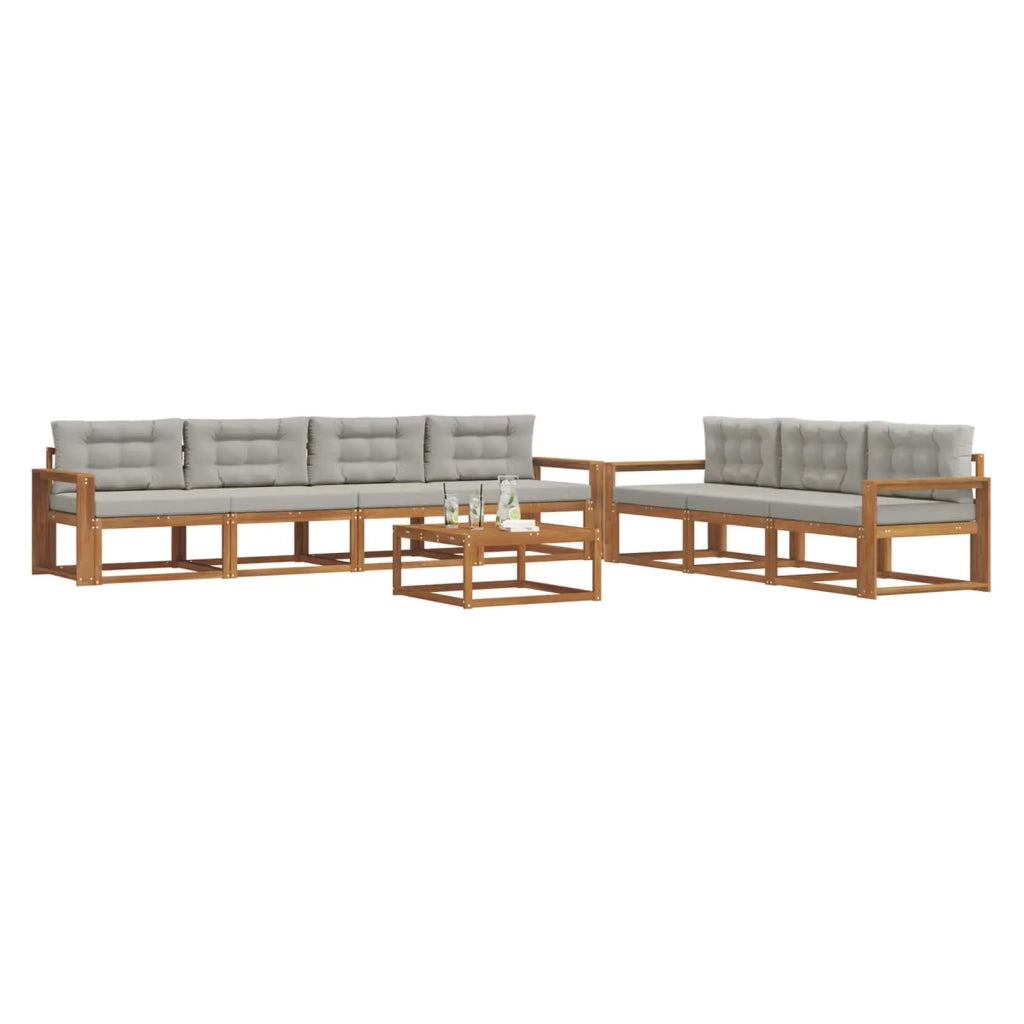 Set di divani da esterno 8 pcs Grigio Naturale e Chiaro 3367304