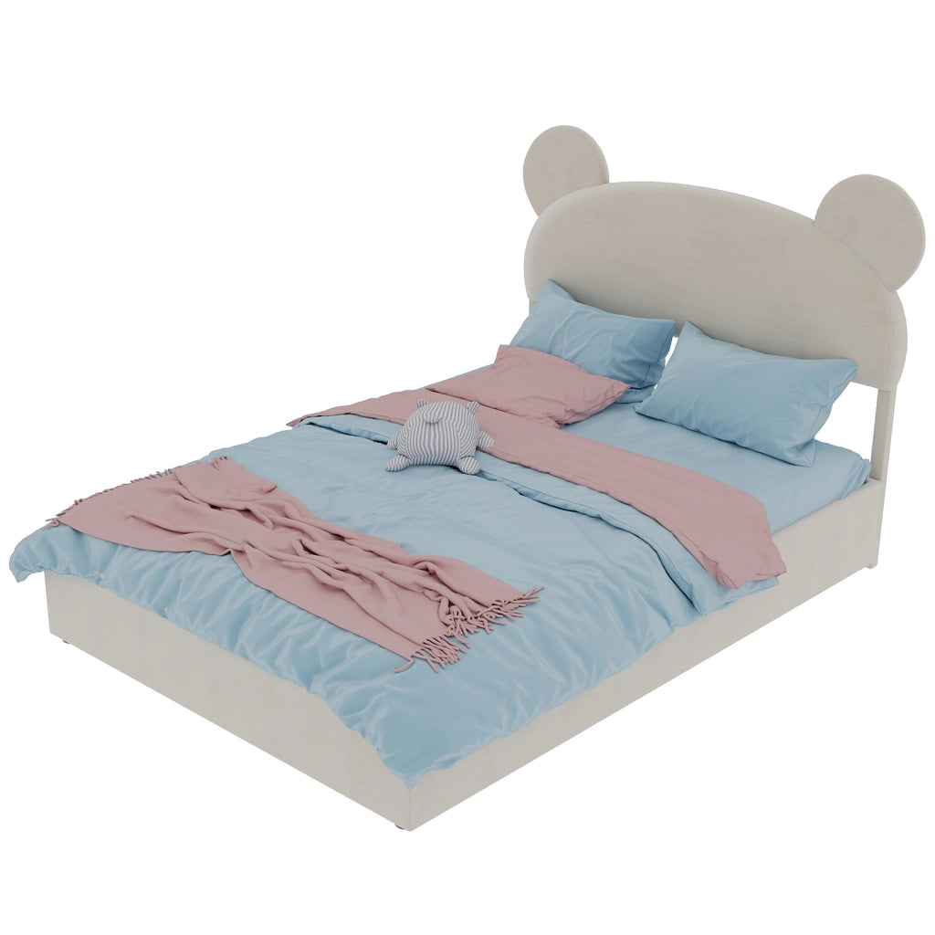 Letto Contenitore Imbottito con Alzata Idraulica ¨C MINIMAL ¨C Beige 140x200 cm