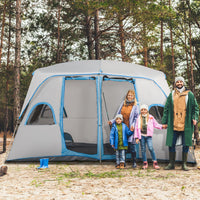Tenda da Campeggio 4-8 Persone 4x2,75x2,1m in Tessuto Taffetà Grigio