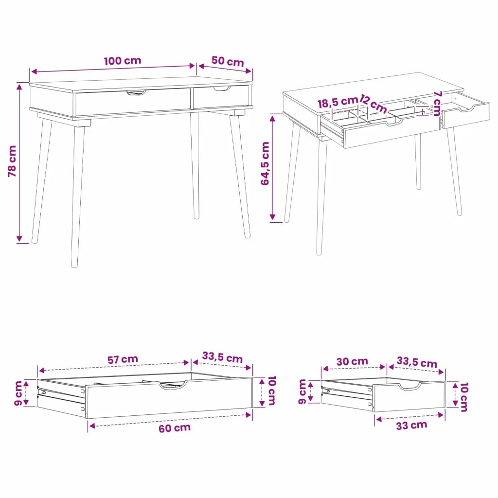 Tavolo da Trucco FAUSKE Bianco 100 x 50 x 78 cm 42040688