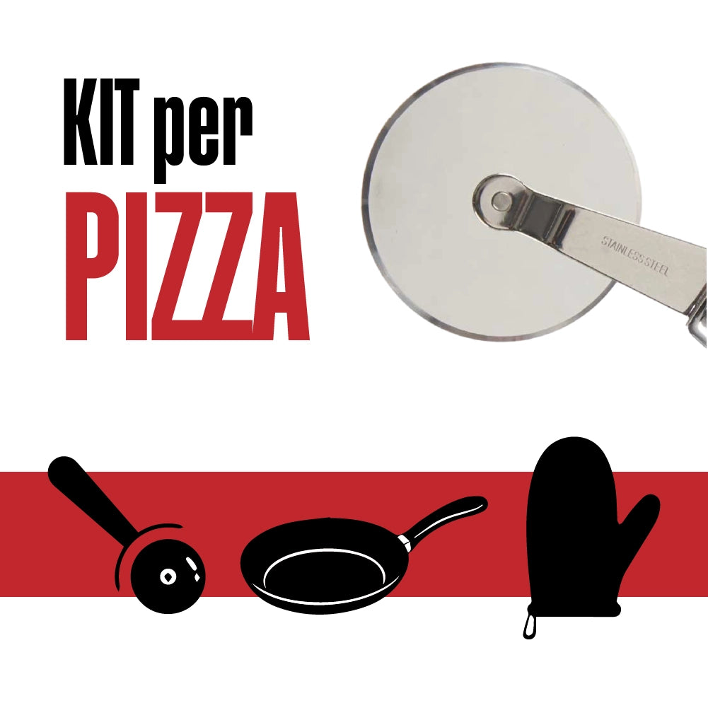 Teglia Cuoci Pizza 33cm con Guantone e Rotella Taglia Pizza Set da Cucina Antiaderente