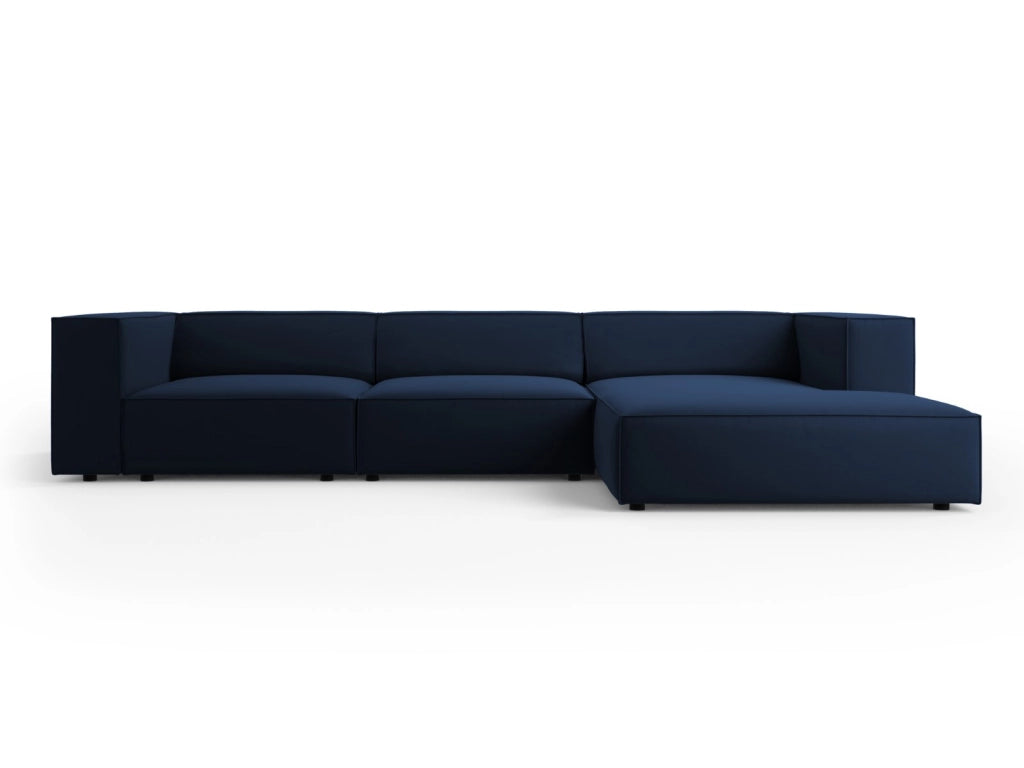 Cosmopolitan Design - Divano angolare destro "Arendal" 4 posti in velluto blu reale 
