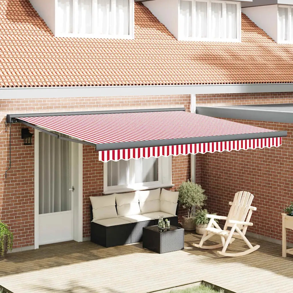 vidaXL Tenda Retrattile Rosso e bianco 400 × 300 cm Tessuto, Metallo