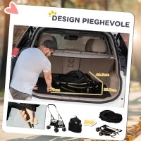 Passeggino per Cani Pieghevole con Trasportino Rimovibile e Tettuccio, 82x49.5x98cm, Nero