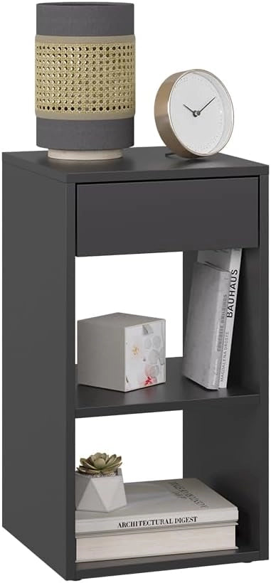 Comodino camera da letto Dany, Antracite, 35 x 65 cm con 1 cassetto