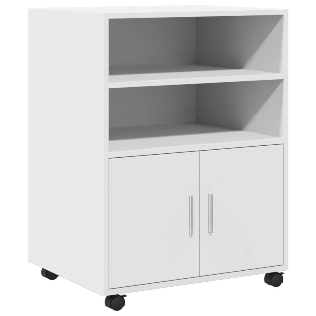 Mobiletto con Ruote Bianco 60x48x81 cm in Truciolato 853164