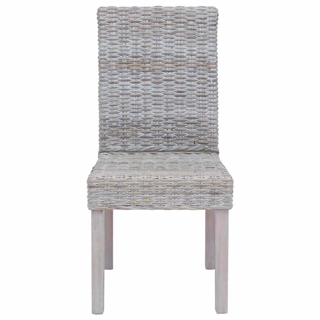 Sedia da pranzo 2 pcs Rattan Kubu e Legno Massello di Mogano