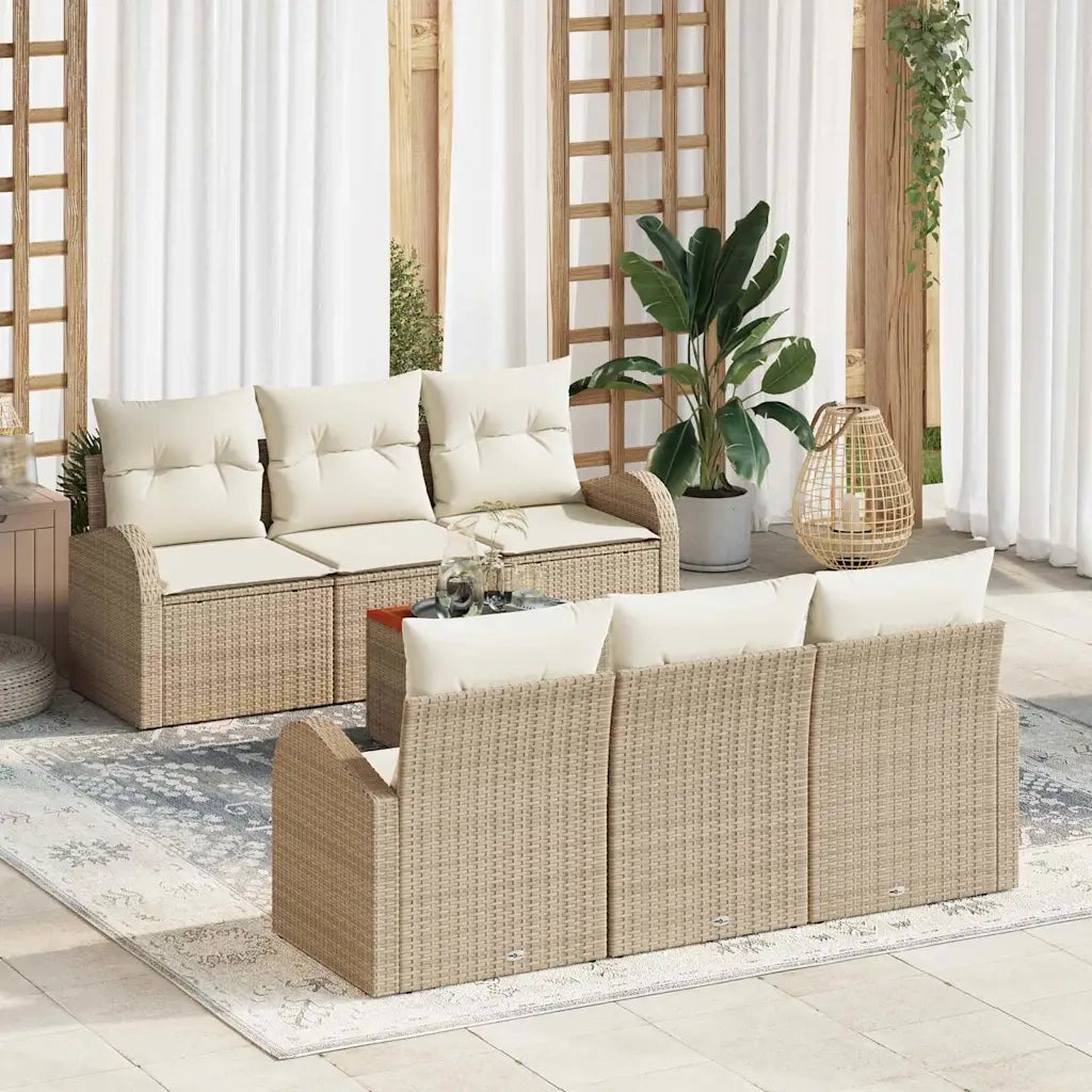 Set Divano da Giardino con cuscino 7 pcs Beige polyrattan 3347526