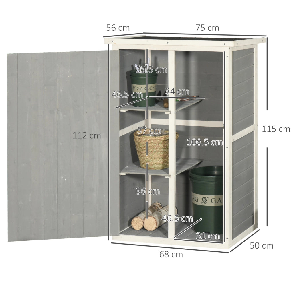 Armadio da esterno 75x56x115 cm nero in legno; 2 ripiani con serratura