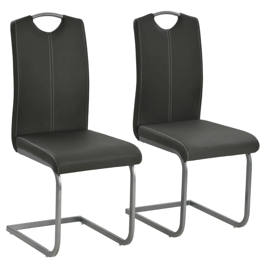 Sedie da Pranzo a Sbalzo 2 pz Grigie in Similpelle cod mxl 9606