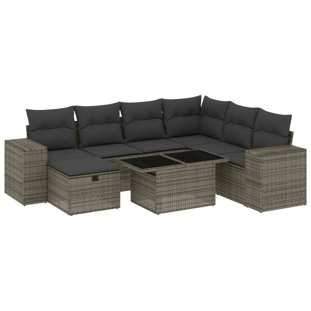 Set Divano da Giardino 8 pz con Cuscini Grigio in Polyrattan