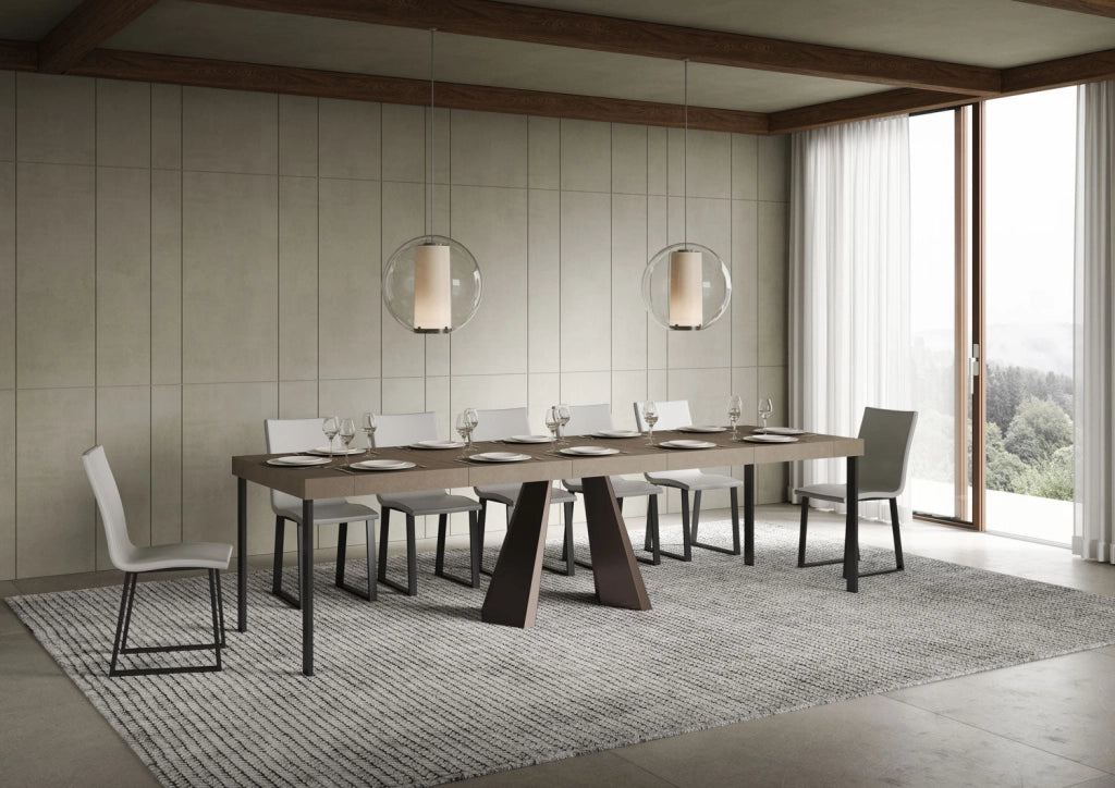 Consolle Allungabile 90-300x40x77 cm Diamante Premium Tortora Telaio Orso