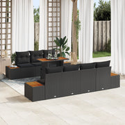 Set Divano da Giardino  8 Pezzi con Cuscini Nero Polyrattan