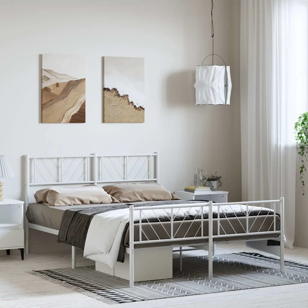 Giroletto con Testiera e Pediera Metallo Bianco 150x200 cm