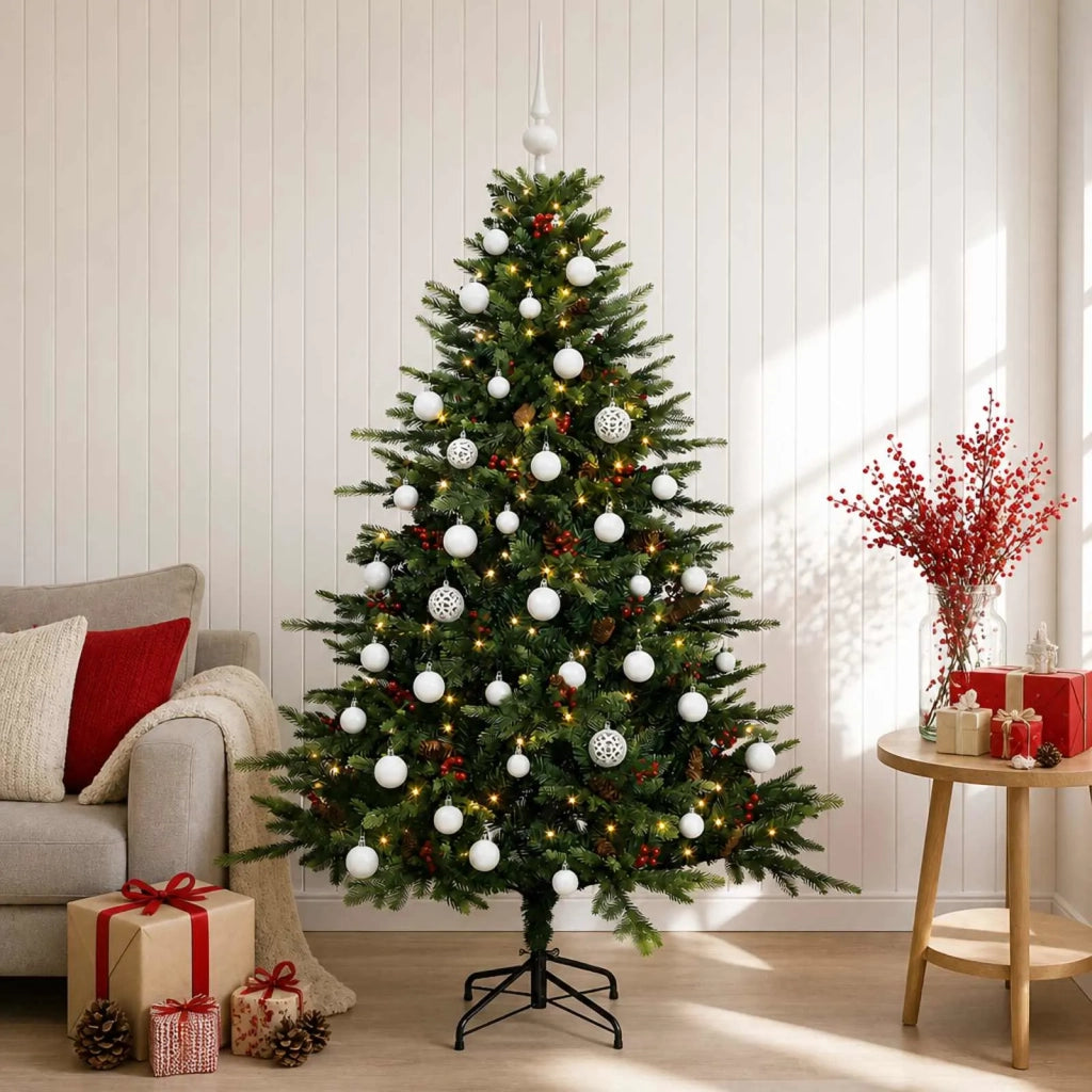 Albero di Natale artificiale con palline 120 cm 150 LED 3466061