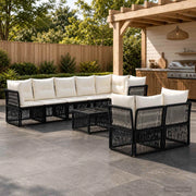 Set Divano da Giardino 9 pz Nero polyrattan 3434287