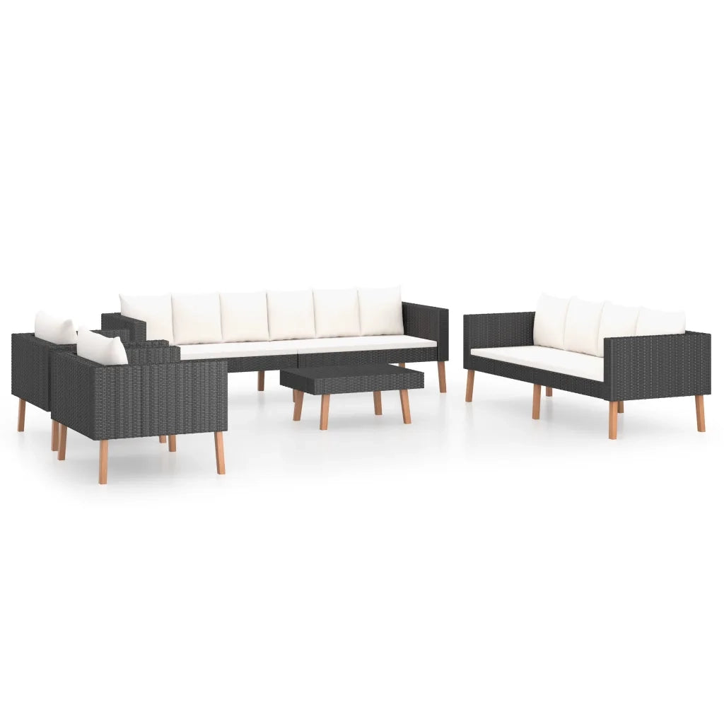 Set Divani da Giardino 5 pz con Cuscini in Polyrattan Nero 3059333