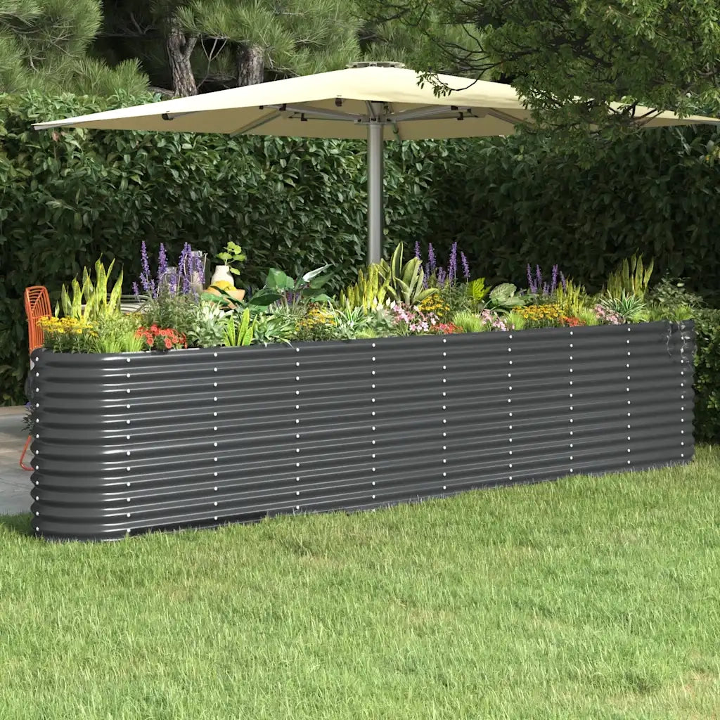 Letto da Giardino in Acciaio a Polvere 332x40x68 cm Antracite