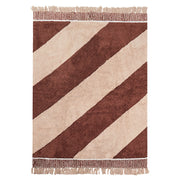 Tappeto marrone e beige in cotone 140 x 200 cm con motivo a righe e nappe in stile boho per il soggiorno