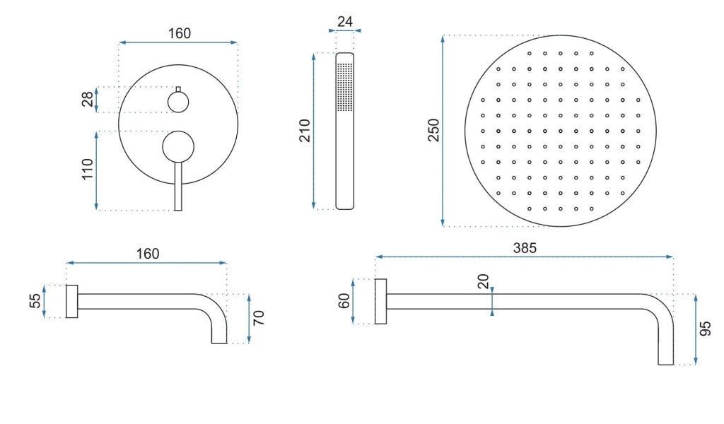 Set Da Vasca-doccia Da Incasso Rea Lungo Black + Box